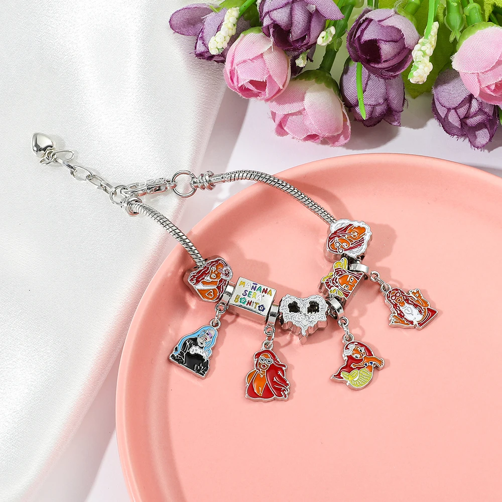 Karol G Mañana Sera Bonito Charms سوار موضة لطيف المغني الخرز قلادة الإسورة النساء المعادن المينا سلاسل اليد مجوهرات هدايا