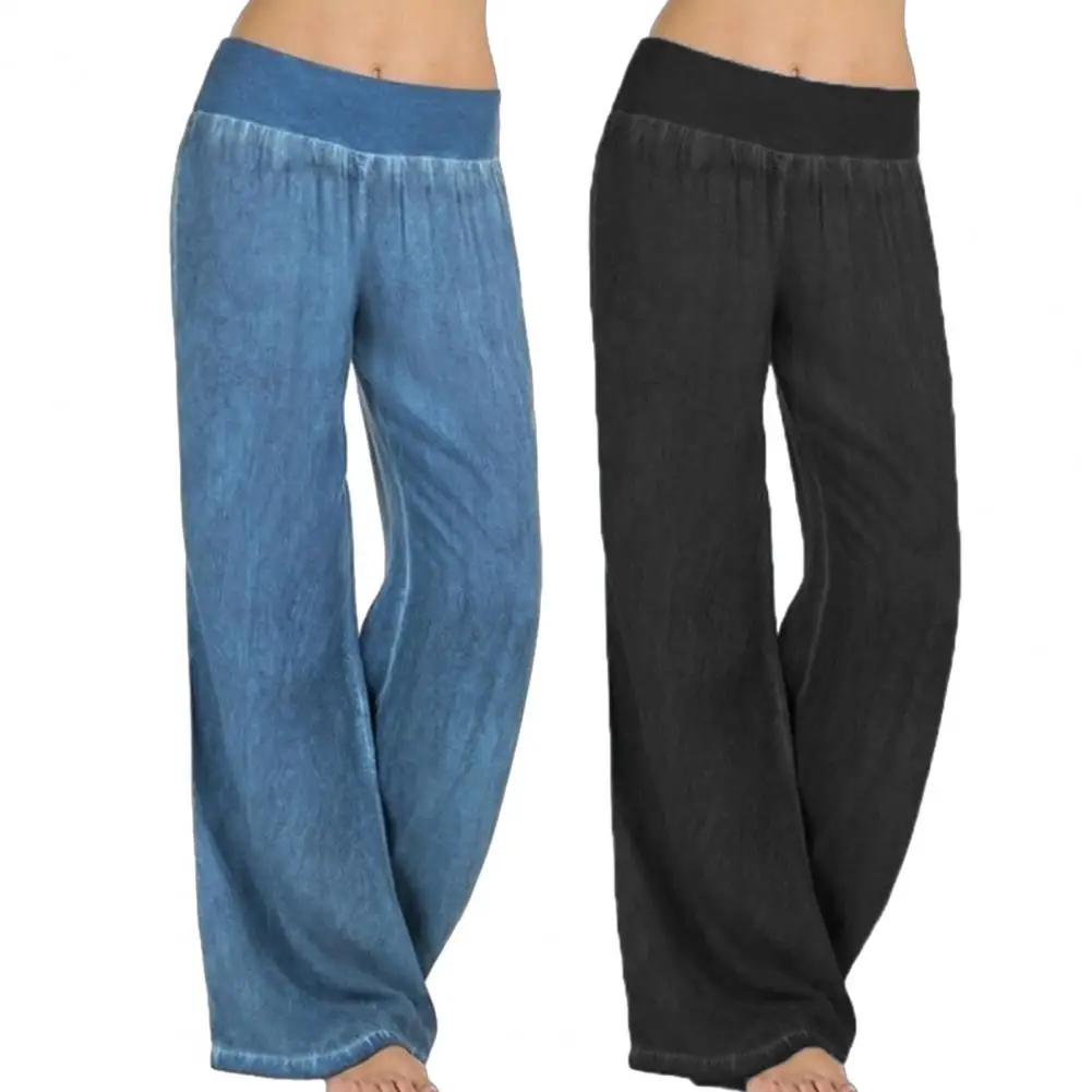 Women's Long Pants Spring and Summer Stretch High-waist Comfortable Casual Wide-leg Pants