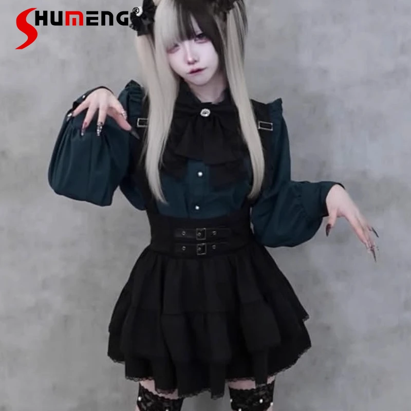 

Женская одежда, осень 2024, новая милая кружевная юбка с ремешком для торта, японская Лолита, 2 цвета, мини-юбки, повседневная одежда для женщин