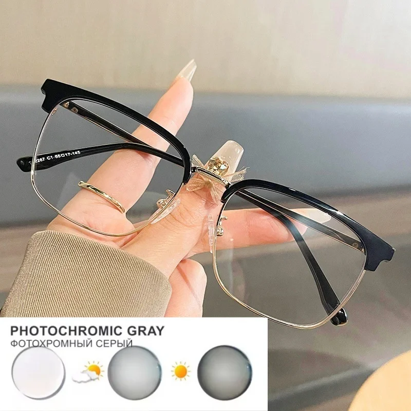 Light Men\'s Fashionable with Myopic Glasses Option round Face Eyebrow Frame Women\'s Box Custom Myopia Degree 0~-6.00