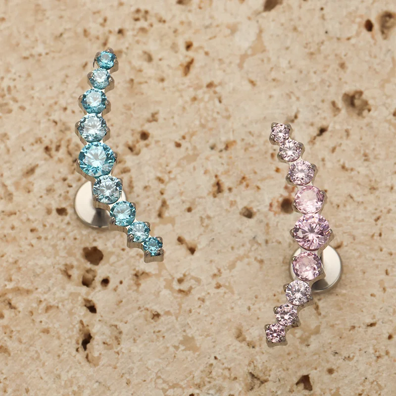 ZOOR F136 قوس التيتانيوم واضح تشيكوسلوفاكيا داخليا الخيوط Labret العنقودية متسلق مسمار اللولب الزنمة الغضروف مسمار ثقب مسطح