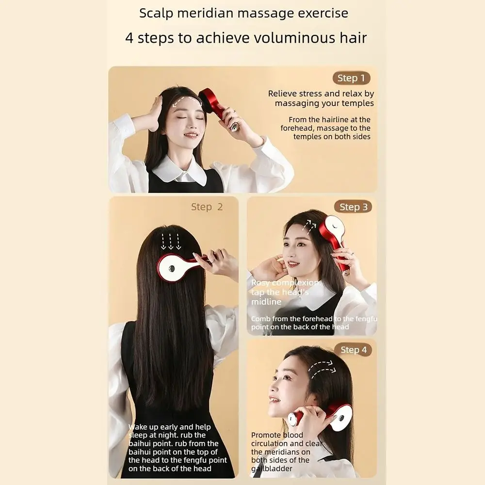 Red Light Liquid Guiding Massage Comb 630nm Infrared Light Anti-Frizz Large Tank Scalp Massage Comb Portable Scalp Nourish