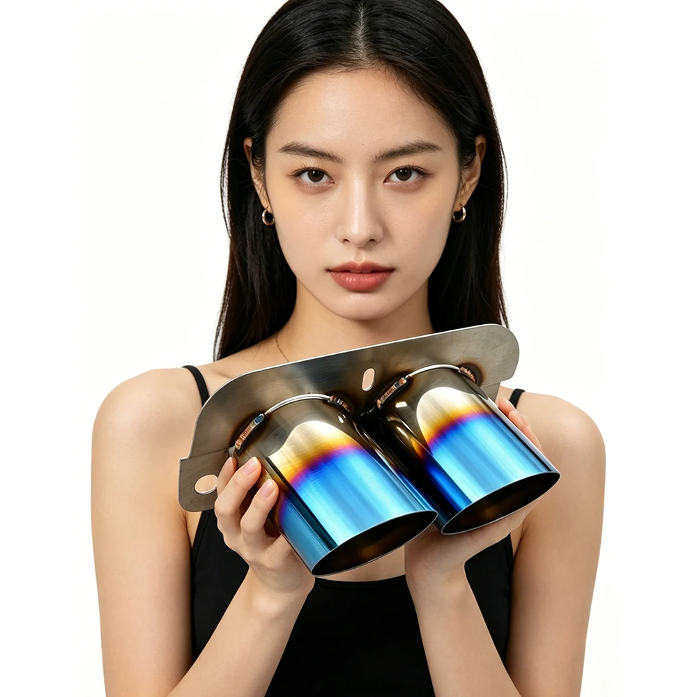 

High-quality Mid Exhaust Tip the Flame Blue Exhaust Tip for the Porsche 992 GT3 with Stainless Steel Blue Dual Tailpipes