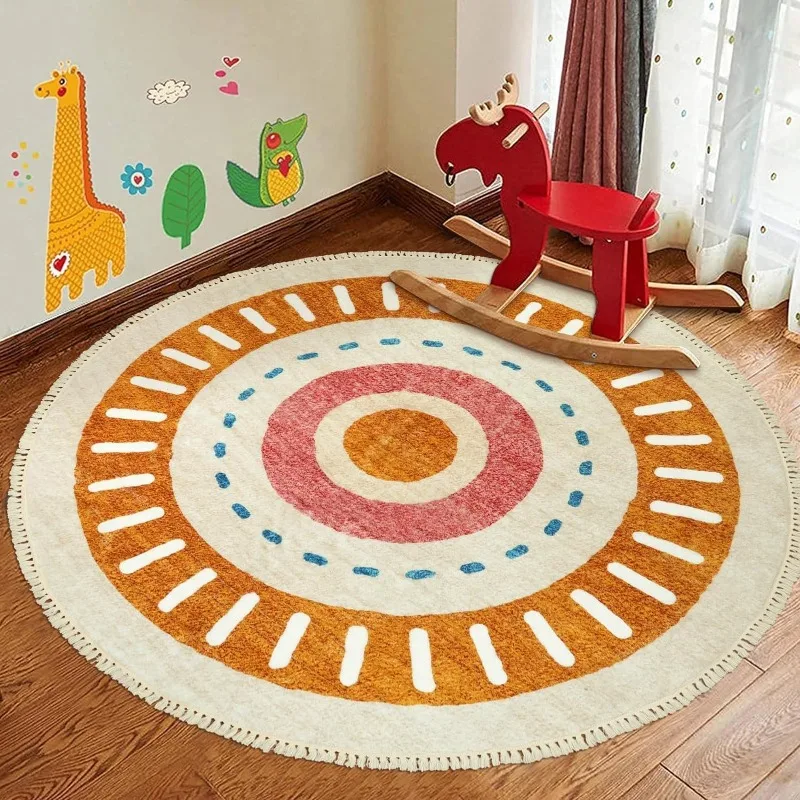 

Circular Children's Carpet, Sun Washable, Super Soft and Anti Slip Circular Play Room Carpet, Colorful Rainbow Circular Carpet