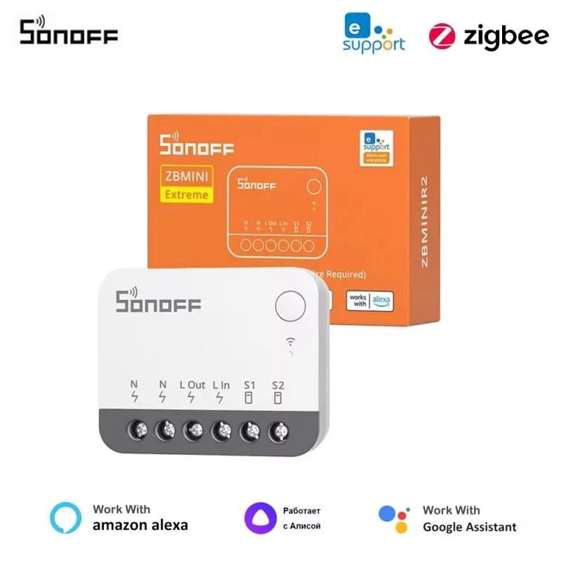 SONOFF ZBMINIR2 Zigbee3.0 Smart External Switch Control Compact Size Requires Neutral Wire Works with Alexa Google Home