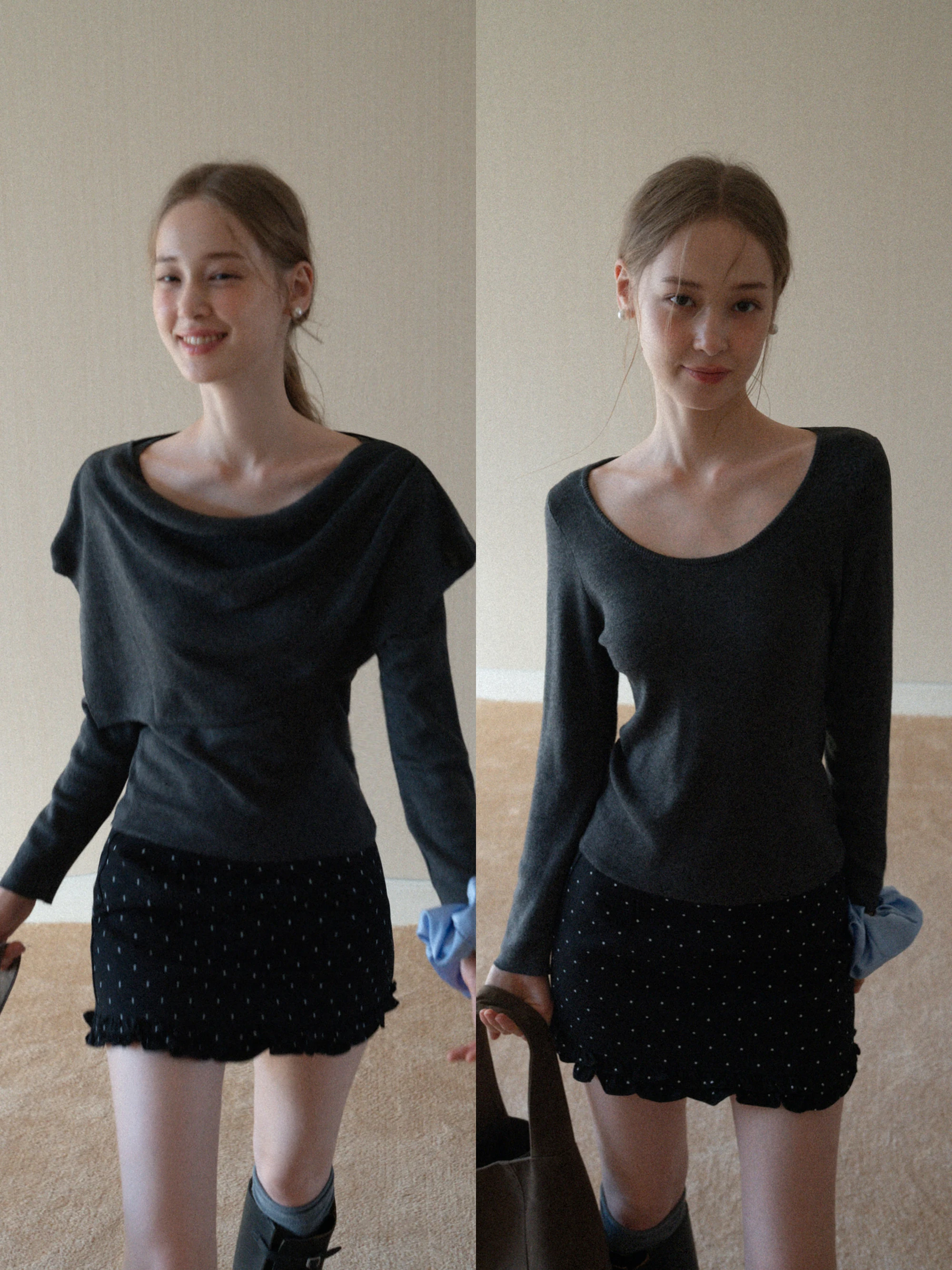 

Съемный вязаный свитер U-Ne, приталенный, с длинными рукавами, в стиле casual, из смесового полиэстера, женский топ