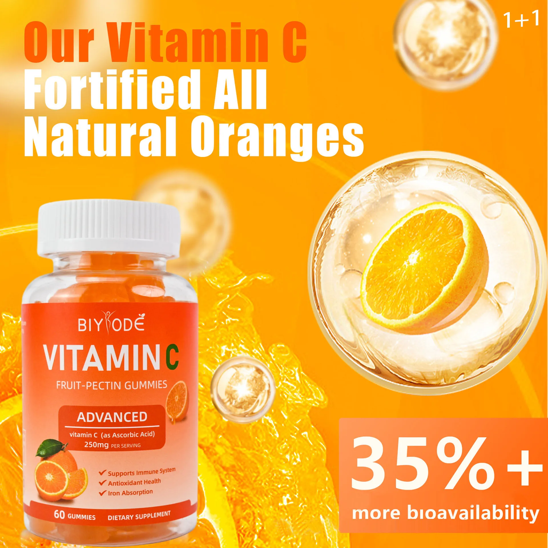 

1 bottle of vitamin gummies 250mg for nutritional supplementation and immune boosting health food