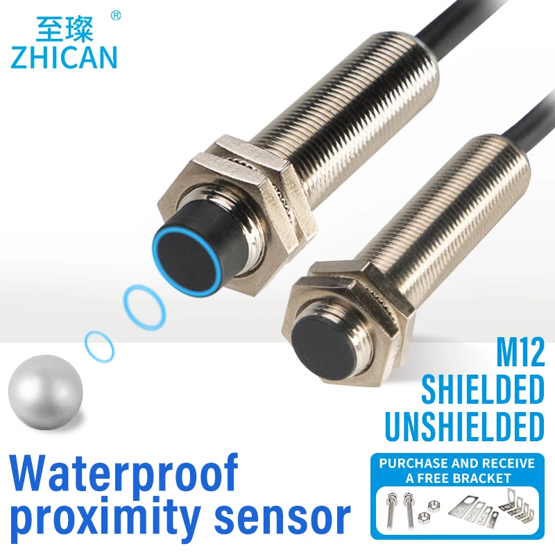 

M12 metal sensor detects copper, aluminum and steel distance without attenuation IP68 waterproof proximity switch three-wire 24V