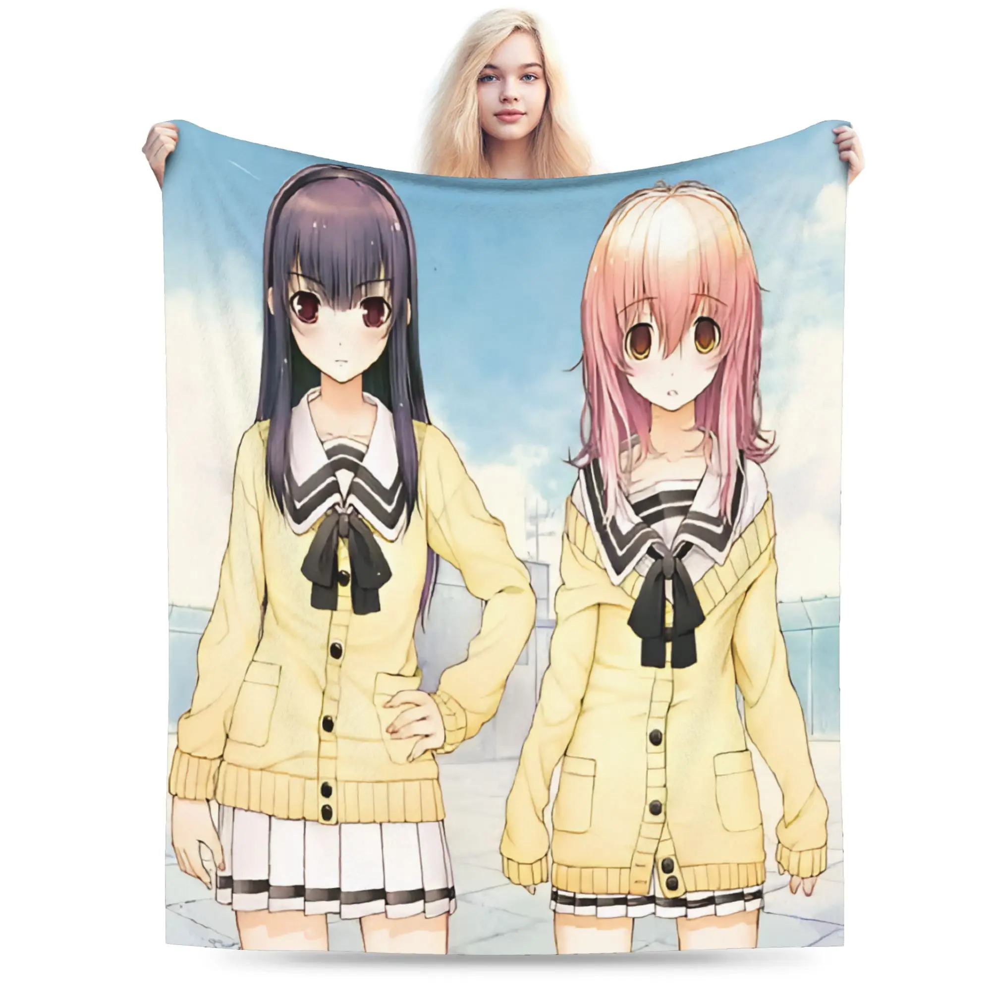 Super Soft You and Me and Her A Love Story Miyuki Aoi  Throw Blanket Premium Flannel Fleece Bed Blanket Cozy Fluffy Blankets