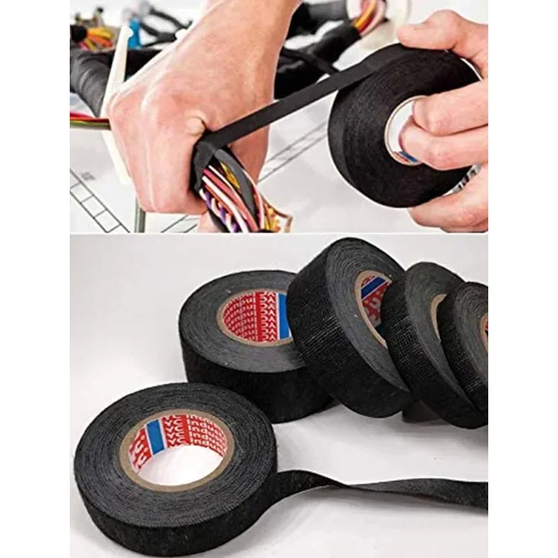 5/10/20pcs15m 32mm 15mm 9mm Black Velvet Wiring Bundle Flame Loom Harness Retardant Electrical Tape Adhesive Cloth Fabric Wiring