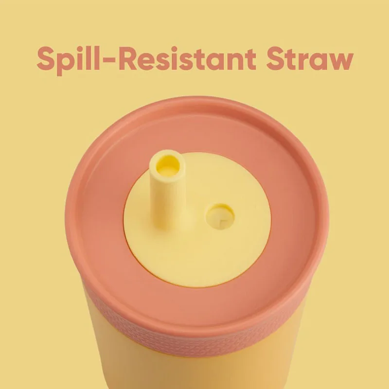 12OZ Creative Thermos Cup With Straw,Double Layer Stainless Steel Vacuum Flasks,Portable Coffee Mug Drinkware,Mini Water Cup