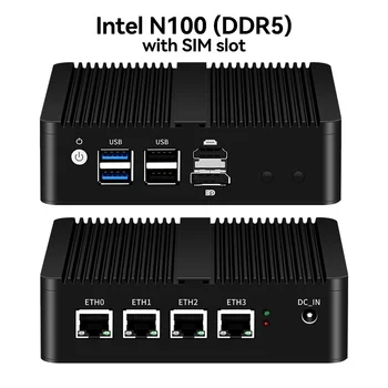 팬리스 미니 PC 인텔 N100 J1900 N2840 N5105 J4125 이더넷 지지대, 윈도우 리눅스 Pfsense OPNsense OpenWrt 가상화, 4x2.5G 