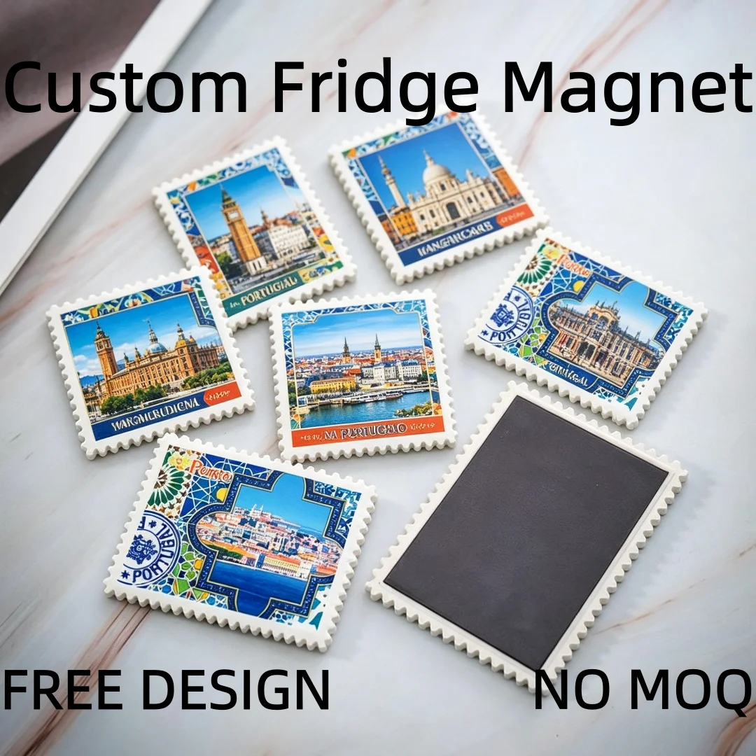 DIY Stamp Shape Refrigerator Photo Magnets UV Printing Sublimation Blank Ceramic Fridge Magnet for Decoration