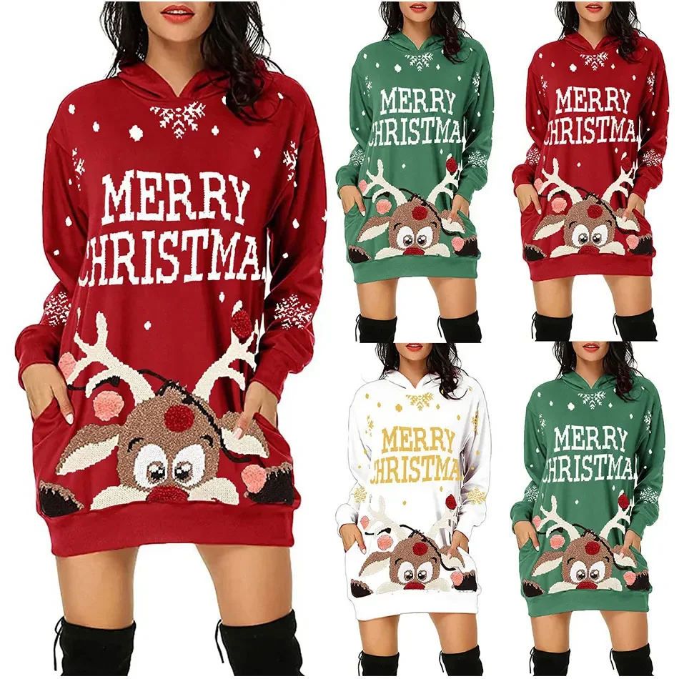 Christmas Jersey Sweater Women Ugly Plaid Sweaters Hoody Female Long Sleeve Hoodies Ladies Winter Turtleneck Sweater Knitwear