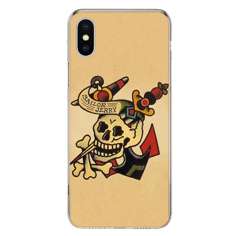 Sailor Jerry Tattoo Phone Case For Apple iPhone 11 12 13 14 15 16 Pro Max 7 X XS 8 Plus + Mini SE Customized Print Soft Cover Fo