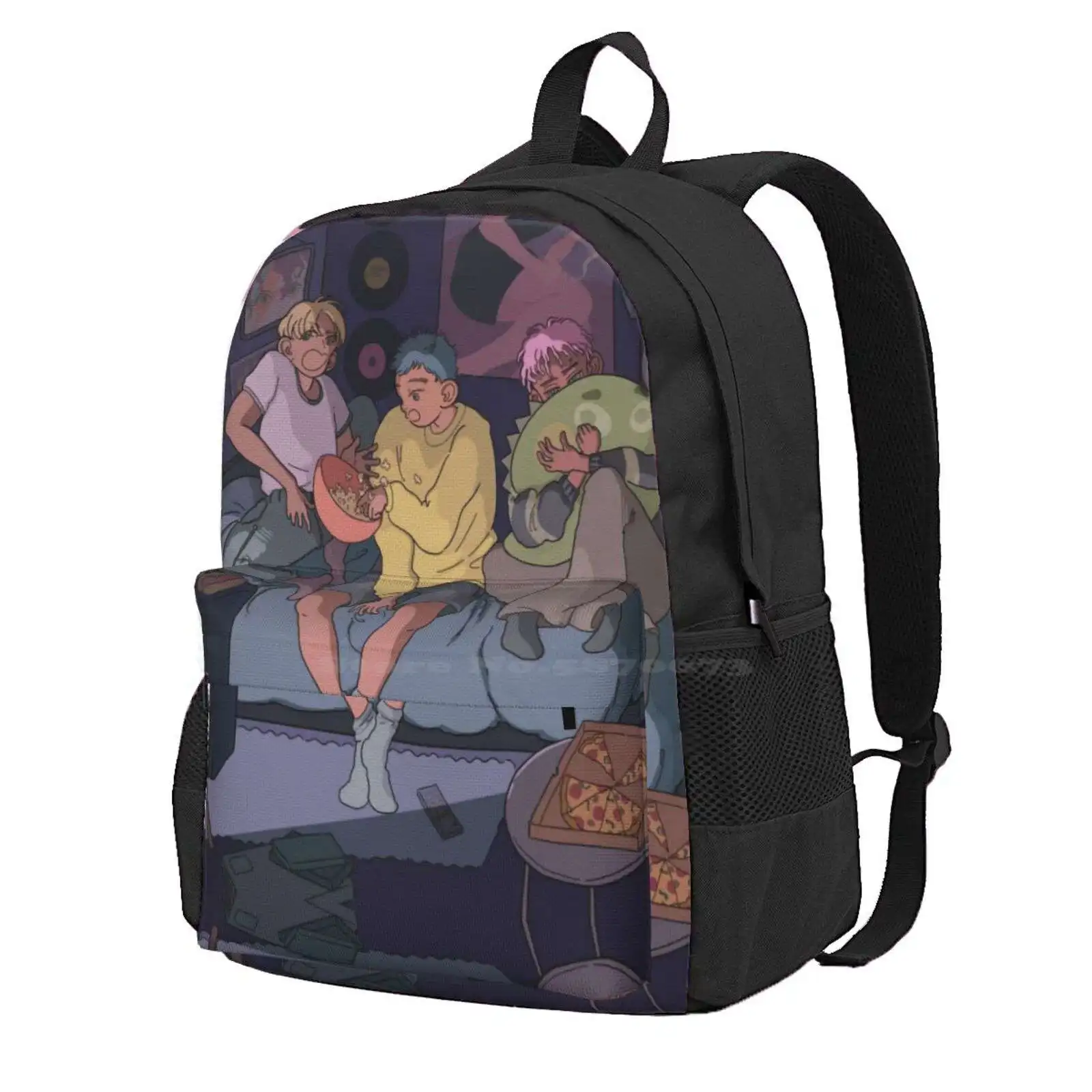 Boys Movie Night Hot Sale Schoolbag Backpack Fashion Bags Purple Bule Movie Tv Popcorn Hang Out Boys Friend Room Interior