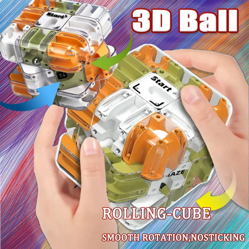 Nowa Gra Logiczna 3D Labirynt Magiczna Kostka - Puzzle Rozwijające Myślenie Logiczne, Antystresowa, Edukacyjna Zabawka dla Dzieci i Dorosłych