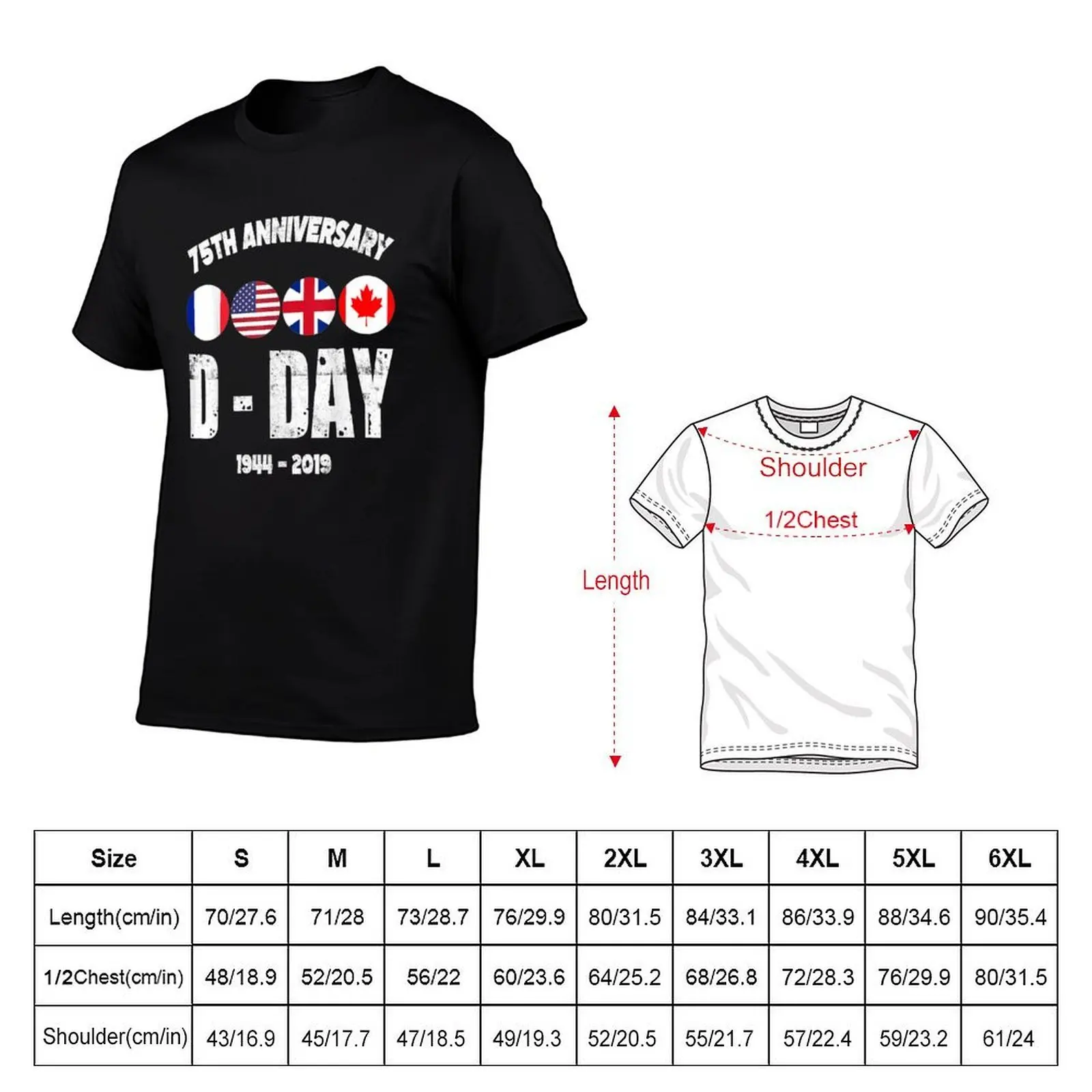 75th Anniversary D-Day Normandy Landing Gift VE Day T-Shirt Plus Size Summer Casual T-Shirt