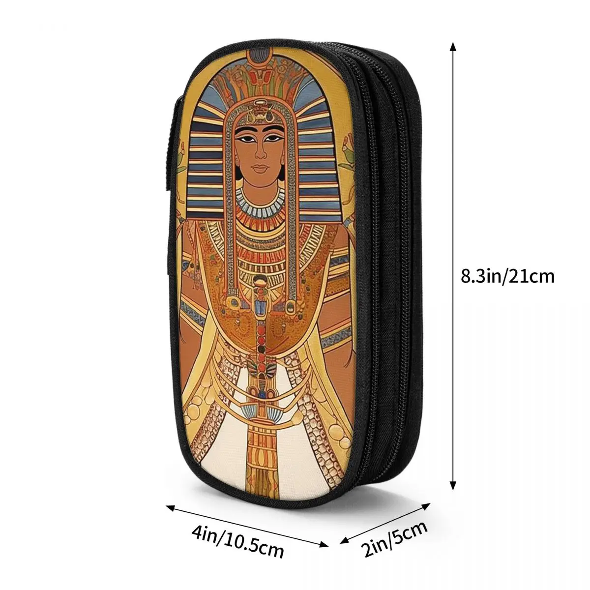 Egyptian Pharaoh With Golden Crown Illustration Pencil Case for Boys Girls School Pen Box Pencil Bag Stationery Pen Holder Bag