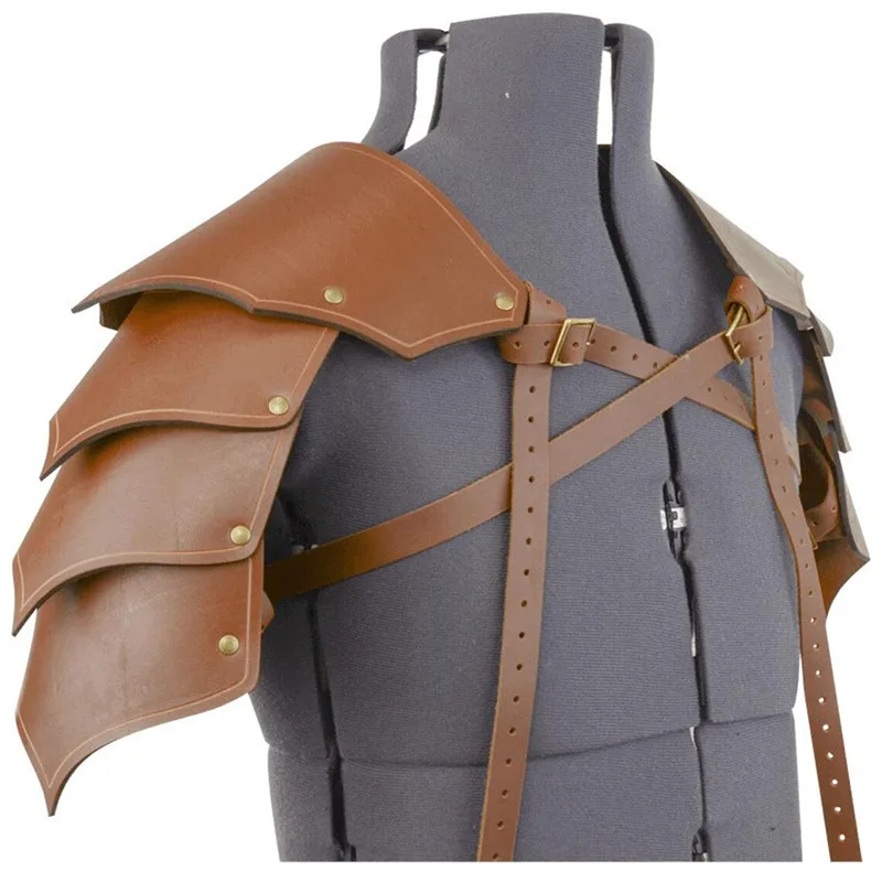 Medieval Viking Armor Shoulder Armor Steampunk Leather Shoulder Pads Leather Men Shoulder Armor Adjustable Faux Leather Guard