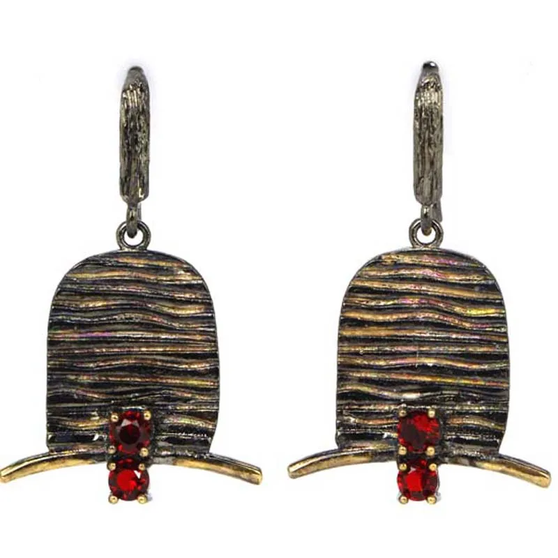 اشتر 4 واحصل على 1 مجانًا 41 × 26 مم من الياقوت الأحمر والأزرق والزبرجد للسيدات أقراط من الذهب والفضة باللون الأسود