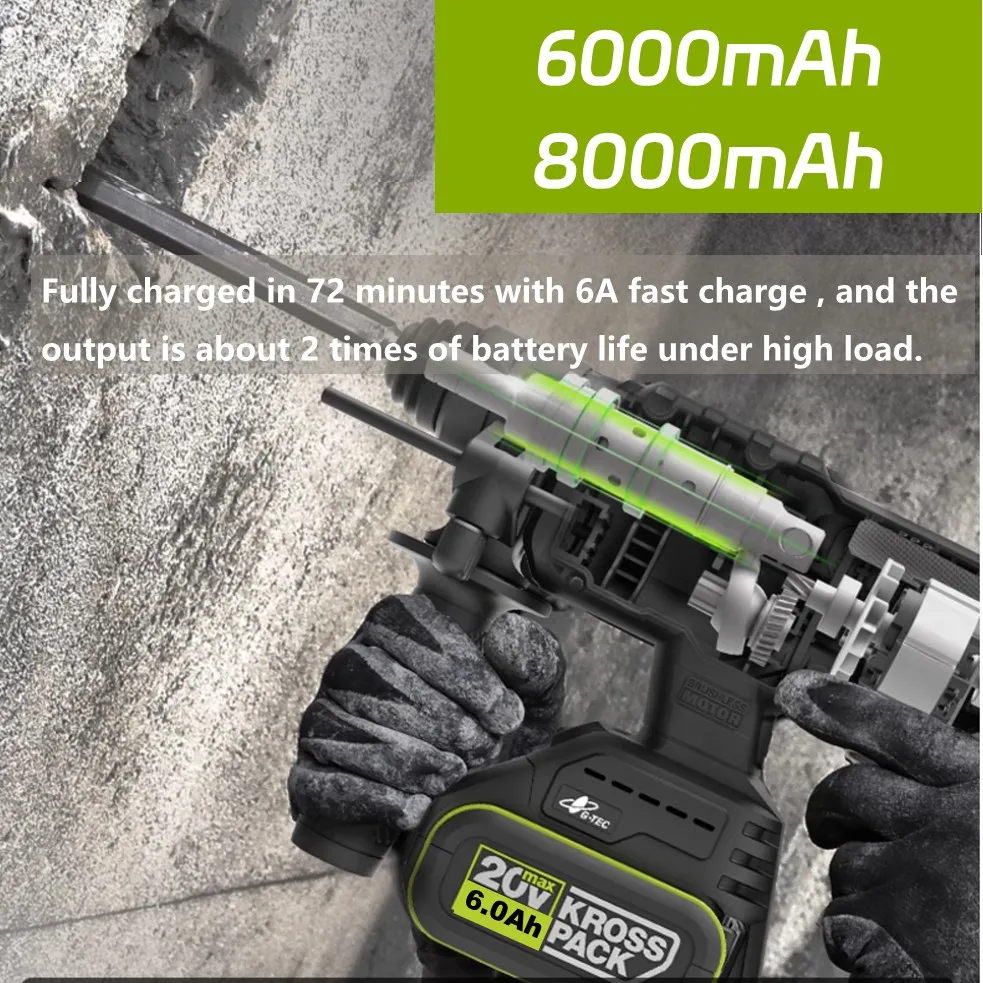 20V Battery for Worx Long-lasting 6Ah 8Ah Li-ion Battery for Worx Cordless Power Tools Compatible for WX921 WX693 WU175 WG779E