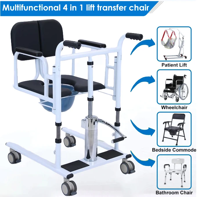 Health care supplies hydraulic patient transfer lift chair with commode shower for elderly