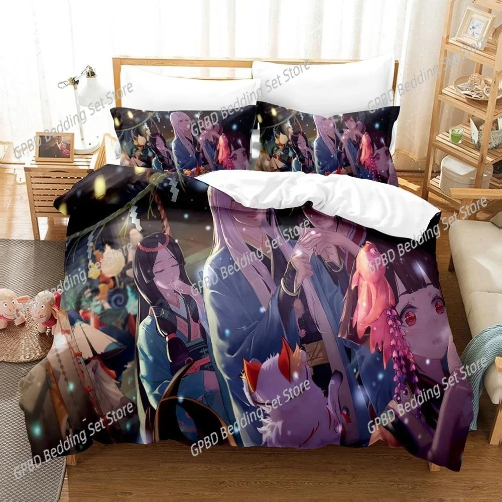 

Game Kawaii Girls Onmyoji 3D Bedding Set Duvet Cover Pillowcases Single Twin Full Queen King Size Home Decor Quilt Boys Gift