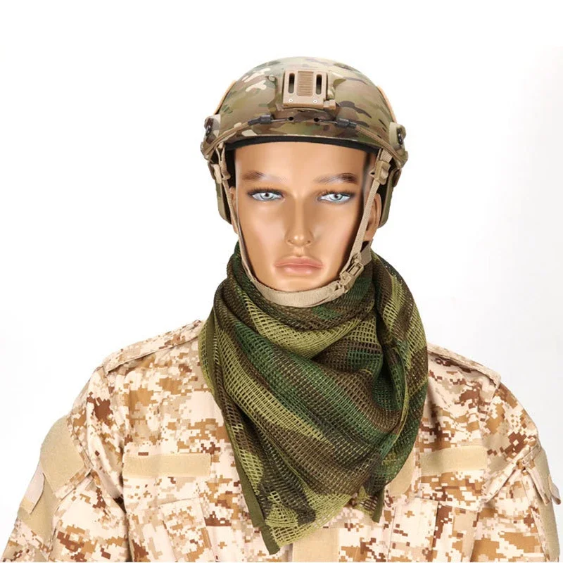 190*90cm Tactical Military KeffIyeh Net Mesh Neck Scarf Men Scrim Veil Shemagh Head Wrap Face Scarf Bandana Outfit Headband Gear