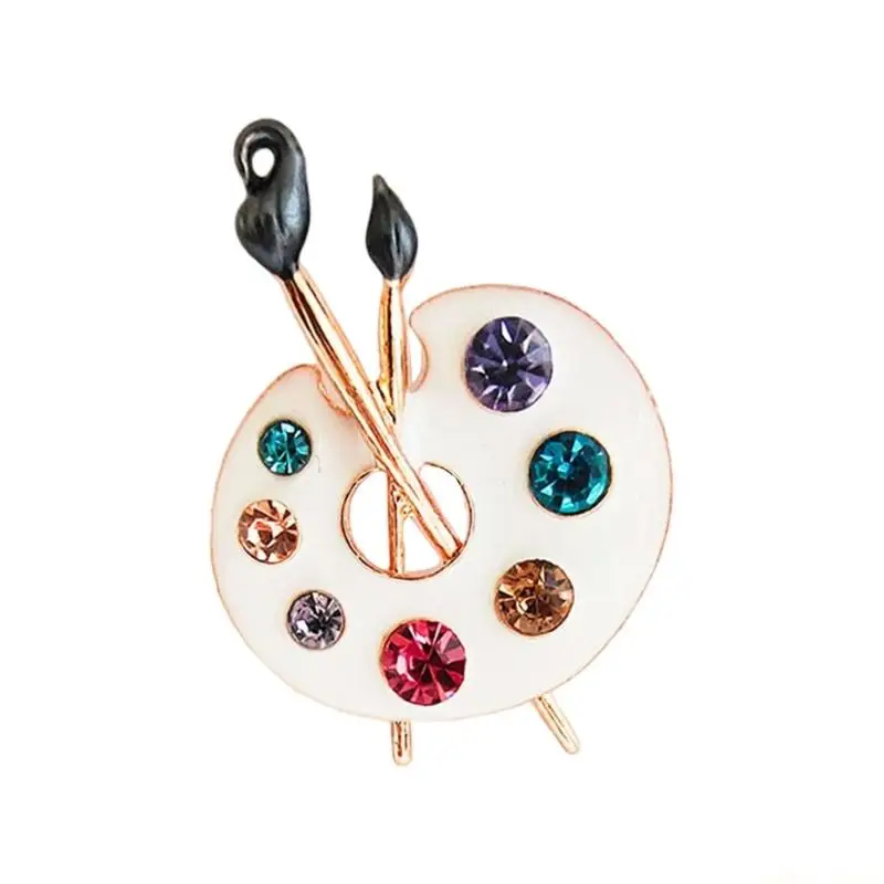31BF Artistic Rhinestones Accented Pin Smooth Enamel Finish Stylish Metal Base Versatile For All