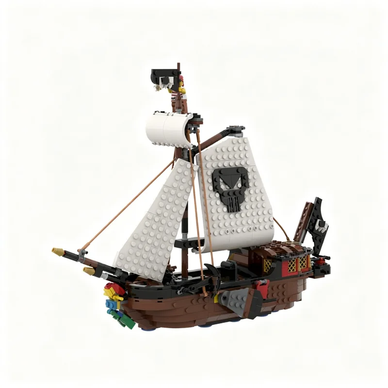 ตัวต่อ MOC เรือโจรสลัด 975 ชิ้น ชุดสร้างสรรค์ 3 in 1 แบบจำลองสถาปัตยกรรม ของเล่น DIY ไอเดียของขวัญคริสต์มาสสุดสร้างสรรค์