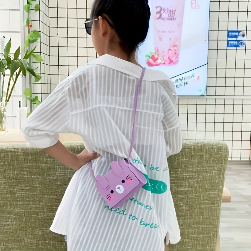 قطعة واحدة من حقيبة كروس صغيرة من جلد البولي يوريثان على شكل أرنب ومحفظة للعملات المعدنية - حرير تقليد ناعم وردي أرجواني/أحمر/أخضر/أسود، حقيبة كتف أذن أرنب لطيفة، ملحقات حفلة عيد ميلاد، محفظة صغيرة، هدية عيد رأس السنة الجديدة، هدية عيد الميلاد #3