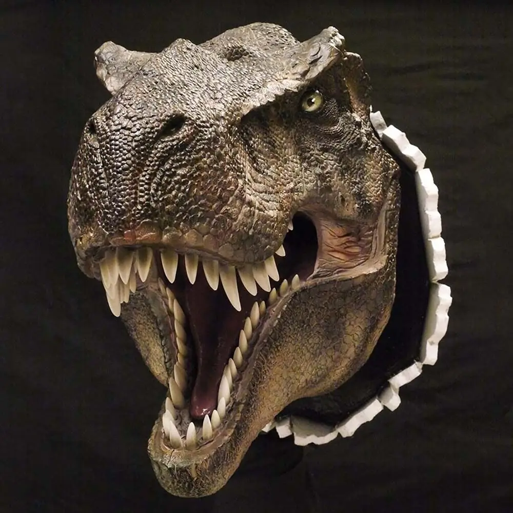 Dinosaurier Wand Skulptur 3d Wand platzen hängenden Dinosaurier Kopf Harz Dinosaurier Kopf mit Krallen Wohnkultur