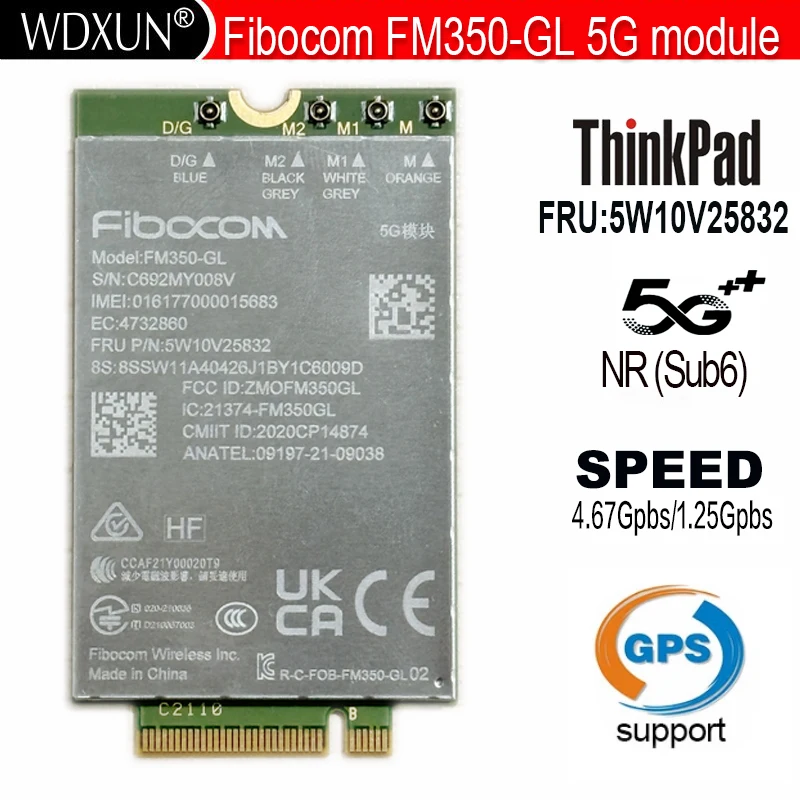 

FM350-GL 5G Module for Thinkpad T14s X13 Gen3 X1 Carbon 10th X1 Yoga 7th P1 X1 Extreme Gen5 Laptop 5W10V25827 5W10V25832