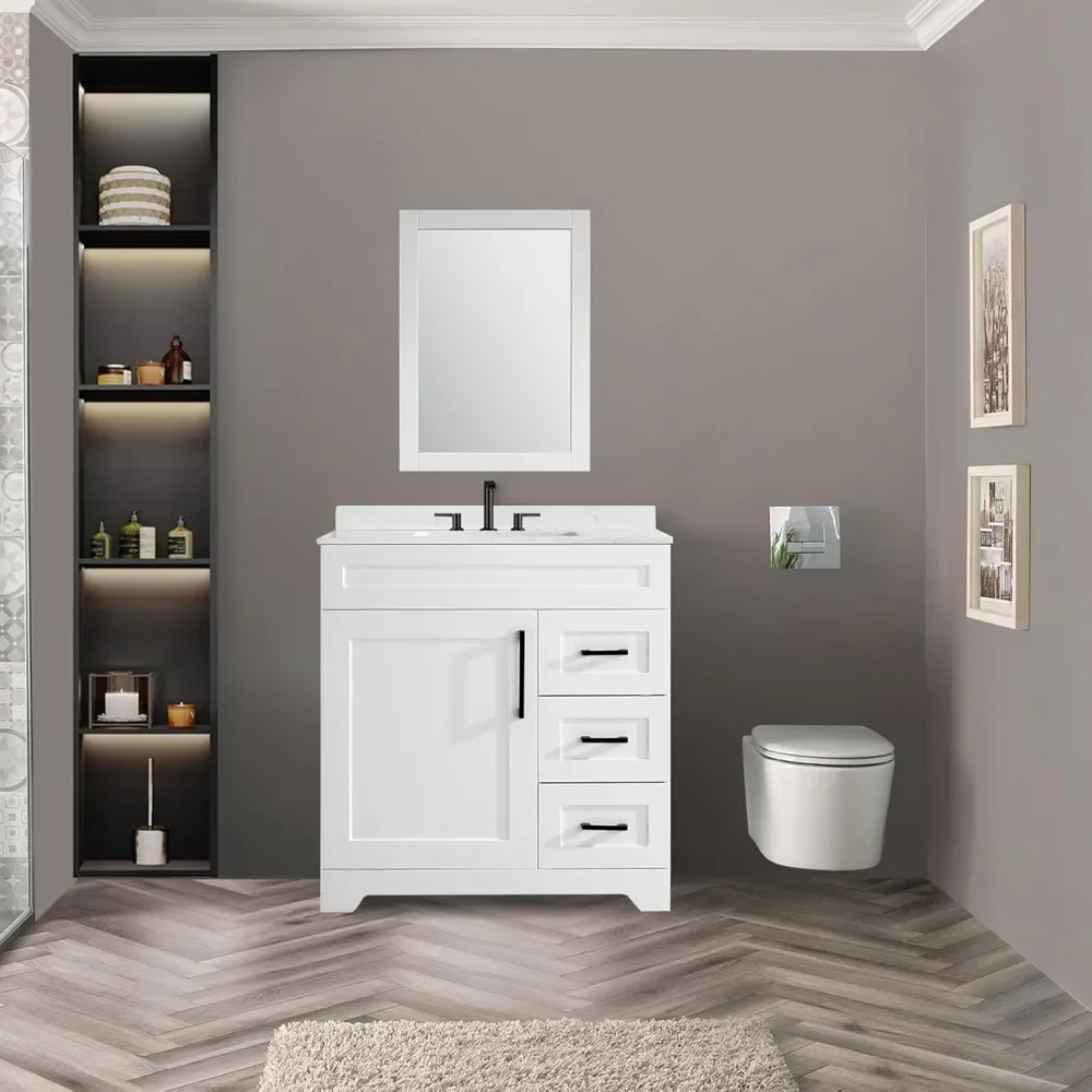 

Bathroom Vanity Without Sink,Bathroom Storage Cabinet with 2 Soft Closing Doors & 6 Full Extension Drawers,