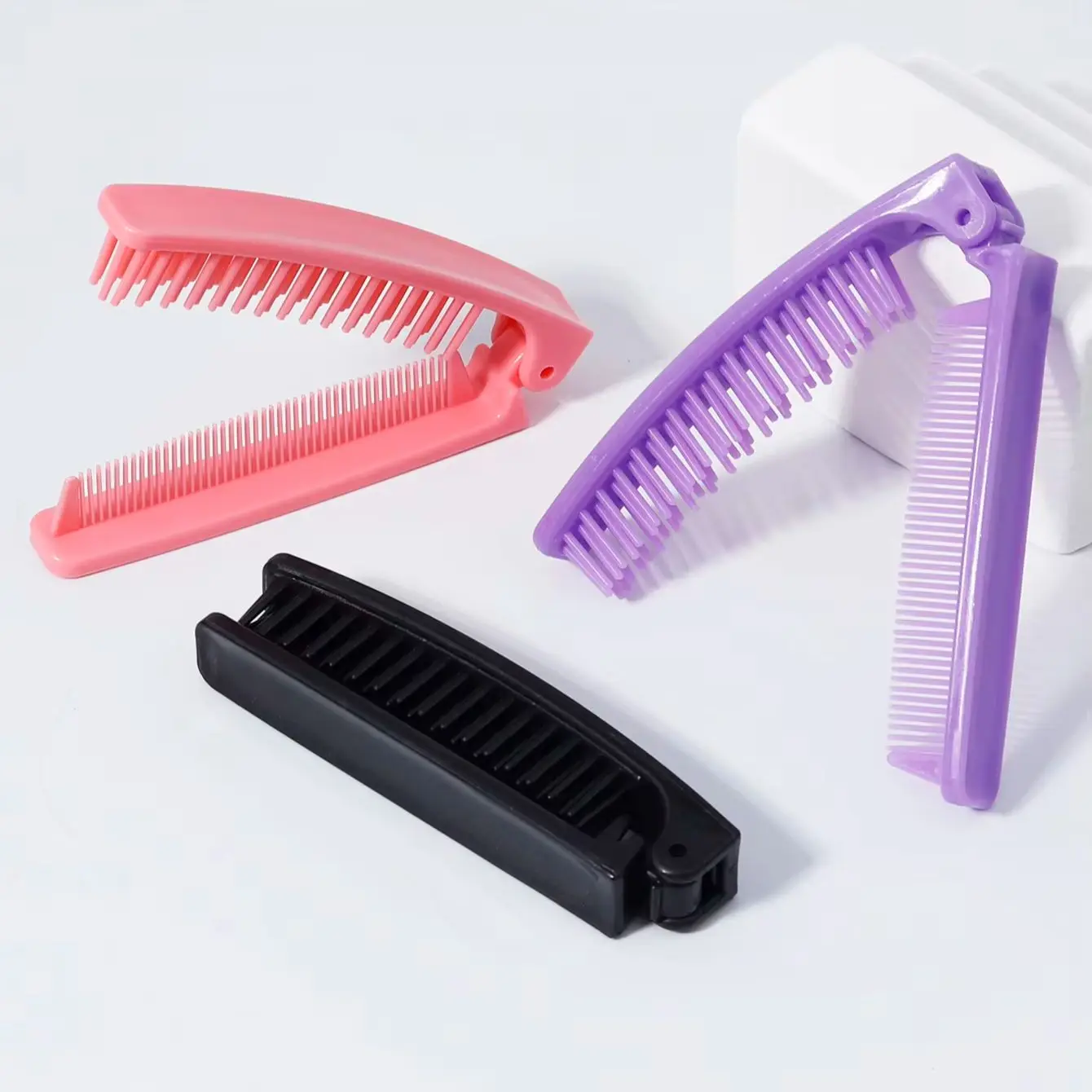 Folding Comb Double Sided Comb Set, Anti Static Comb, Compact and Portable Folding Travel Comb, Special for Real Hair Wigs