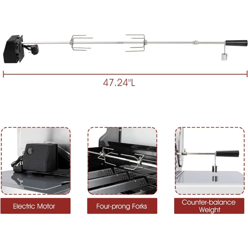 Imagem -05 - Grelhador a Gás Propano com Queimador Lateral Grelhadores de Churrasco em Aço Inoxidável Prata Queimadores Ga5404s