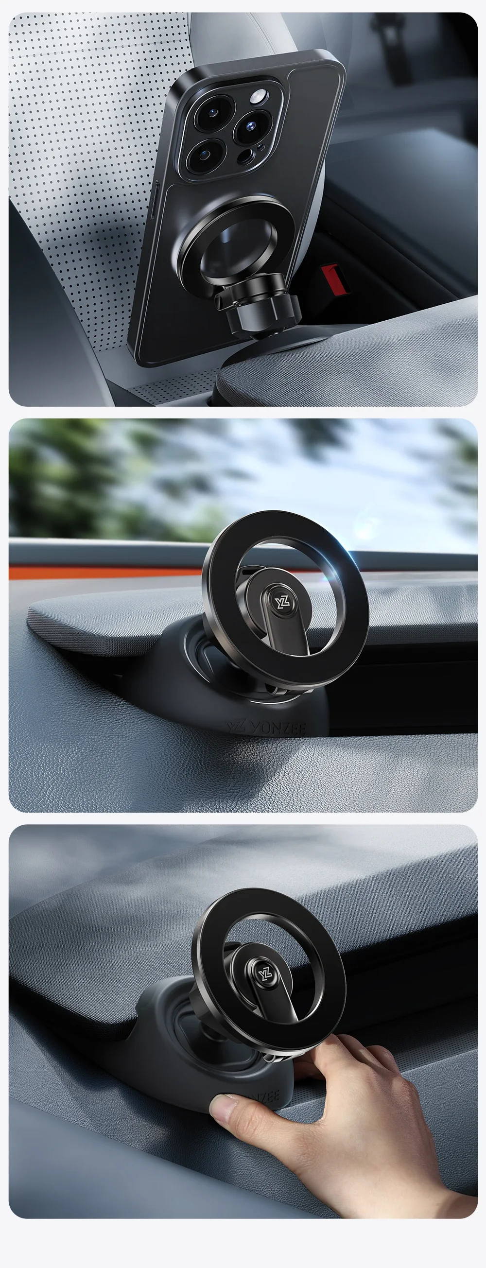 YZ Für Tesla Model 3 Y YL Highland Juniper Magnetische Auto-Handyhalterung 360° ° Drehbare Metall-Autohalterung, verschiedene Ausführungen, einfache Installation, Innenraumzubehör, Unterstützung für magnetische Telefone, Tesla – Detail 30