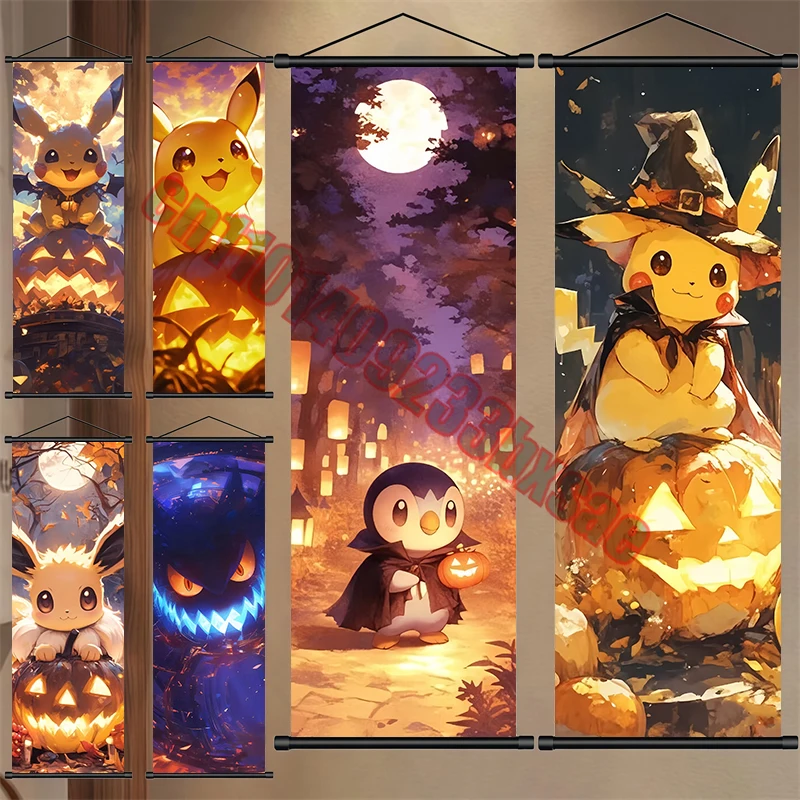 

Classic Anime Pokemon Pikachu Gengar High Quality Reel Painting Suitable for Bedroom Living Room Wall Decoration Children's Gift