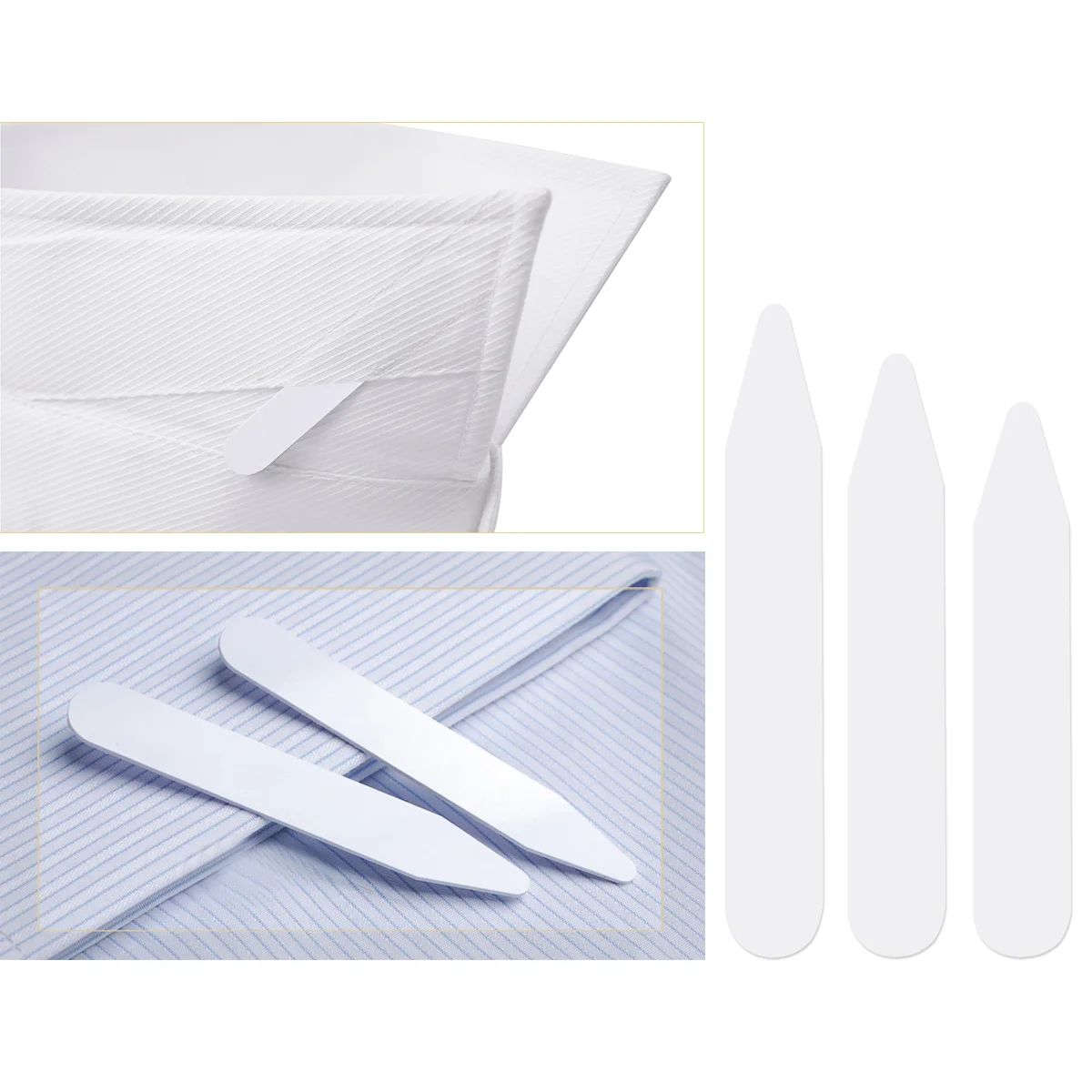 VORCOOL 200pcs Plastic White Shirts Collar Stays Bones Stiffeners Sizes White collar stay Plastic collar stay