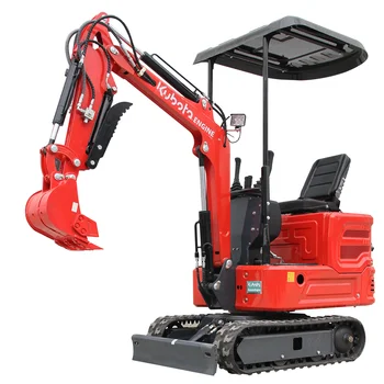 حفارة صغيرة حمراء جديدة مخصصة، محرك كوبوتا، 1 طن، مع ملحق مش...