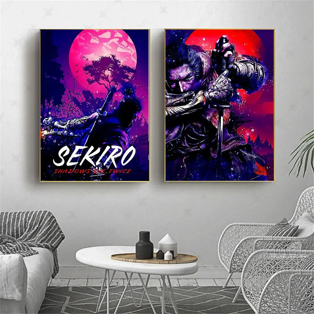 Video Game Canvas Painting Sekiro Shadows Die Twice Poster Samurai Print Wall Art Picture Bedroom Living Room Home Decorations