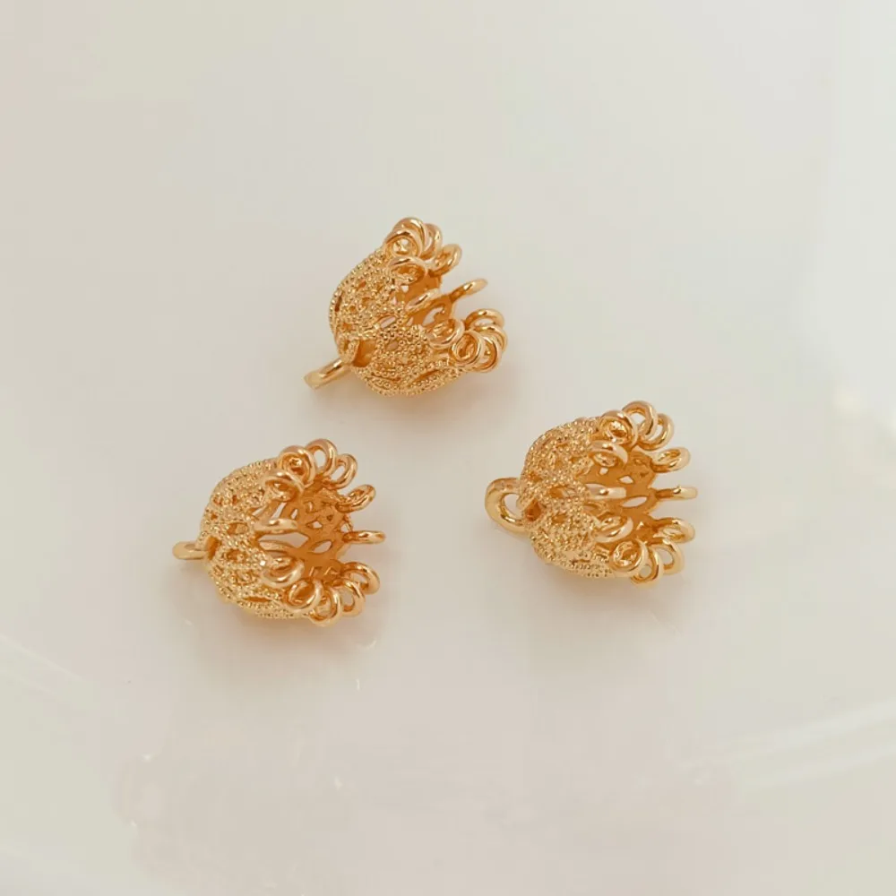 14K Gold-plated Hollowed-out Tassel Pendant Hairpin Step Shaking Bead Holder Hairpin DIY Handmade Jewelry Material Accessories