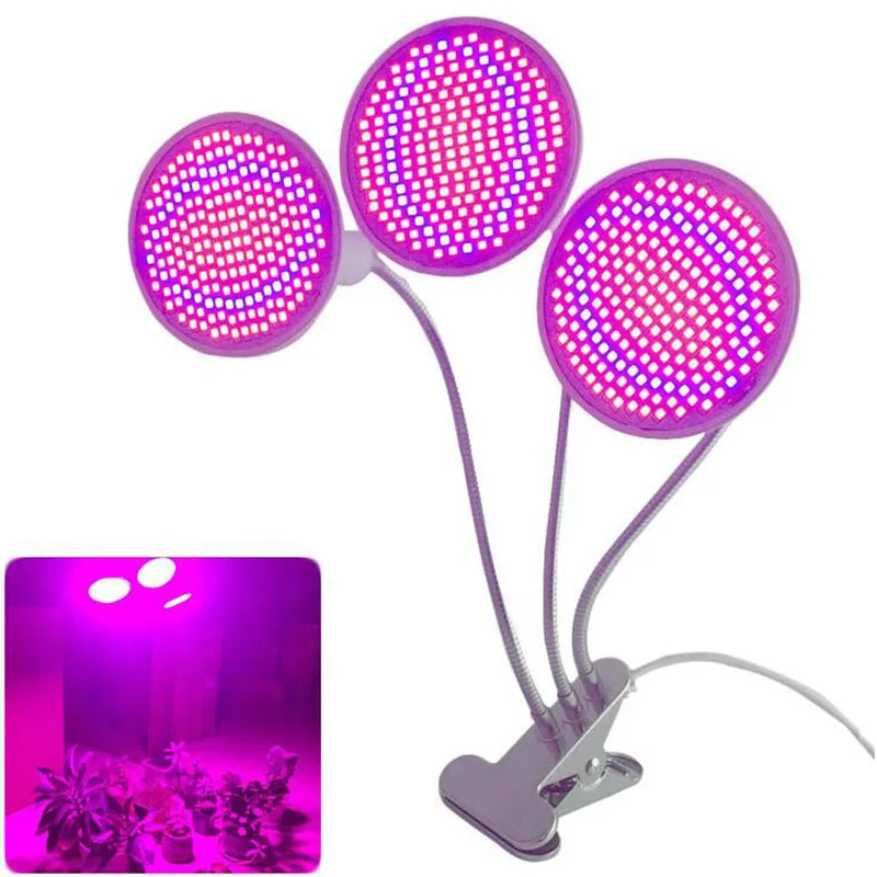 Lampe horticole de croissance LED, 200 diodes, 3 têtes, pour tente/chambre de culture hydroponique, pour bulbes/fleurs