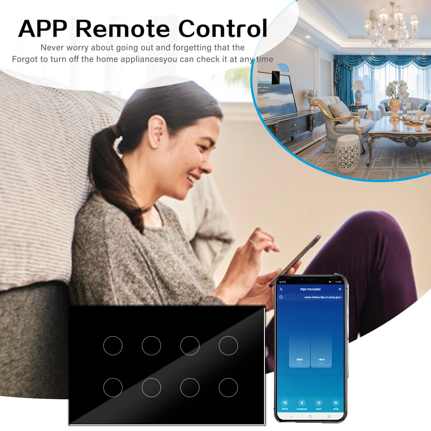 Imagem -02 - Tuya-interruptor de Parede Inteligente Touch Light Painel de Vidro Aplicativo Tuya 10gang Wi-fi Compatível com Alexa Google Home Controle da Casa Inteira