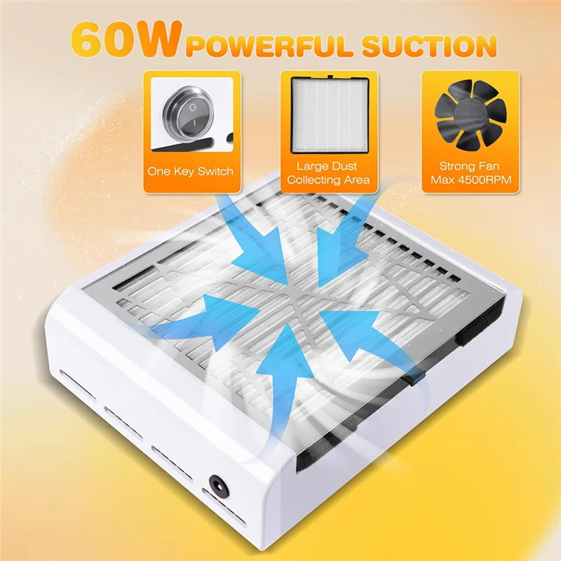 A94E-Nails Dust Collector Machine Professional Powerful Fan Extractor Manicure Pedicure Tool Nails Tech Vacuum EU EU Plug