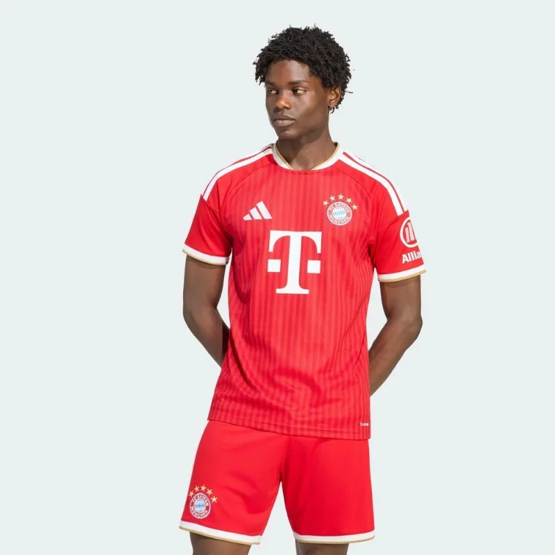 Adidas KQ6513 Men Short Sleeve Jersey Light Scarlet White Slim Fit Double Knit Breathable Embroidered Club Badge Football