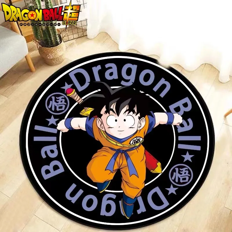 Dragon Ball Anime Round Home Carpet Cartoon Goku Vegeta Non-slip Foot Mats Living Room Bedroom Bedside Computer Chair Floor Mats