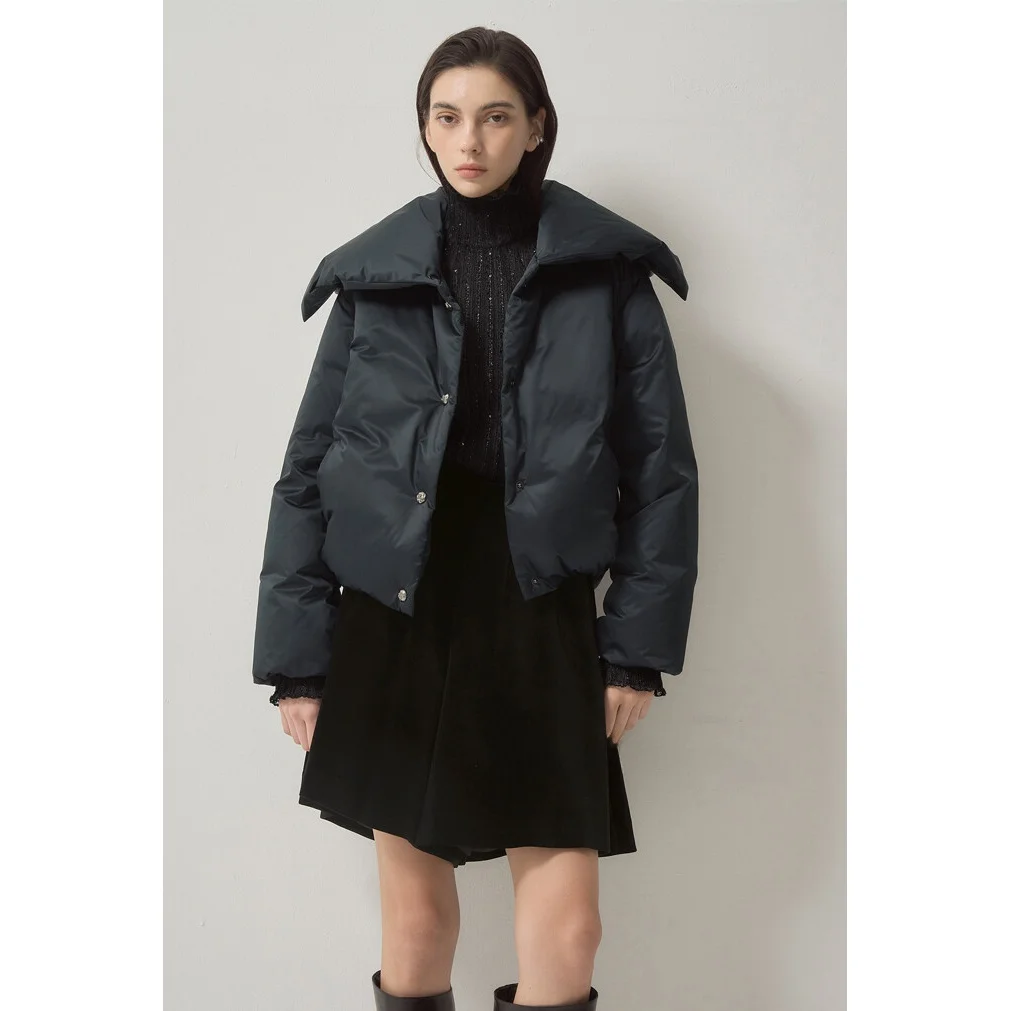 Thiened Goose down Jaet Dstring Kraag Commuter Sle Koreaanse versie White Du Feather ort Coat V-Ne Winterjas