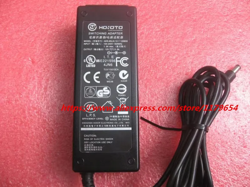 Genuine For Hikvision Video Recorder Power Supply HOIOTO ADS-65LSI-12-1 12060G 12V 5A 60W 5.5x2.1mm Switching Adapter Charger